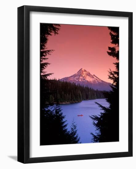 Canoeing on Lost Lake in the Mt. Hood National Forest, Oregon, USA-Janis Miglavs-Framed Photographic Print