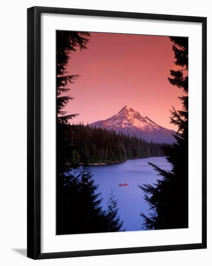 Canoeing on Lost Lake in the Mt. Hood National Forest, Oregon, USA-Janis Miglavs-Framed Photographic Print