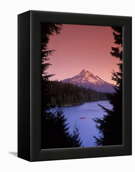 Canoeing on Lost Lake in the Mt Hood National Forest, Oregon, USA-Janis Miglavs-Framed Premier Image Canvas