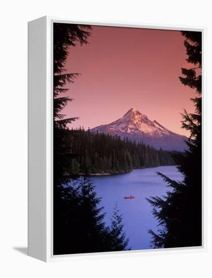 Canoeing on Lost Lake in the Mt Hood National Forest, Oregon, USA-Janis Miglavs-Framed Premier Image Canvas