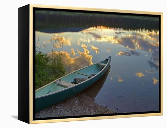Canoeing on Rainy Lake at Sunset in the Lolo National Forest, Montana, Usa-Chuck Haney-Framed Premier Image Canvas
