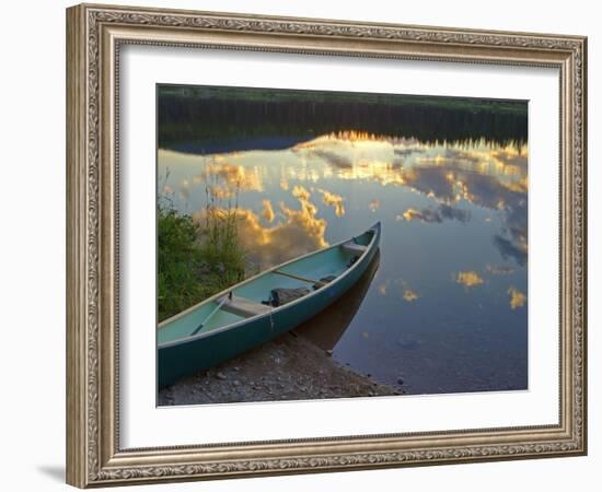 Canoeing on Rainy Lake at Sunset in the Lolo National Forest, Montana, Usa-Chuck Haney-Framed Photographic Print