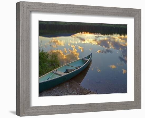 Canoeing on Rainy Lake at Sunset in the Lolo National Forest, Montana, Usa-Chuck Haney-Framed Photographic Print