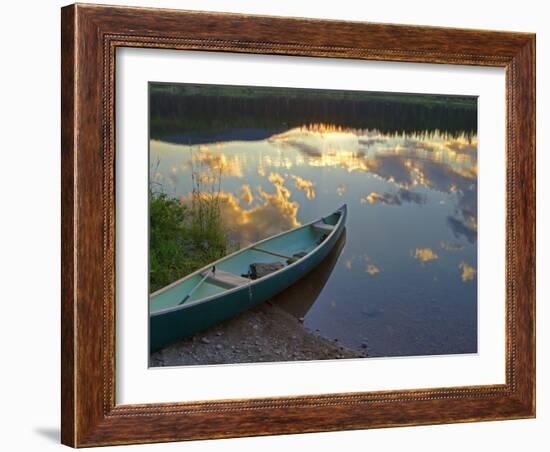 Canoeing on Rainy Lake at Sunset in the Lolo National Forest, Montana, Usa-Chuck Haney-Framed Photographic Print