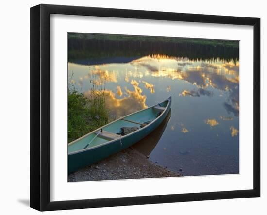 Canoeing on Rainy Lake at Sunset in the Lolo National Forest, Montana, Usa-Chuck Haney-Framed Photographic Print