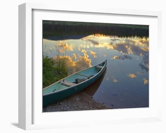 Canoeing on Rainy Lake at Sunset in the Lolo National Forest, Montana, Usa-Chuck Haney-Framed Photographic Print