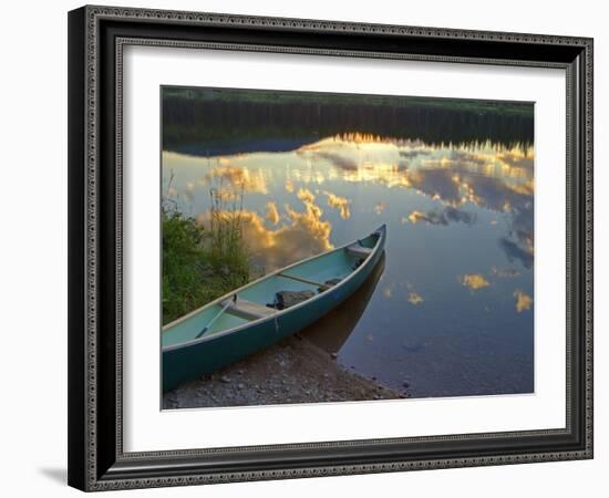 Canoeing on Rainy Lake at Sunset in the Lolo National Forest, Montana, Usa-Chuck Haney-Framed Photographic Print