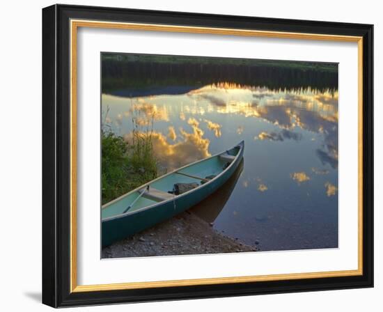 Canoeing on Rainy Lake at Sunset in the Lolo National Forest, Montana, Usa-Chuck Haney-Framed Photographic Print