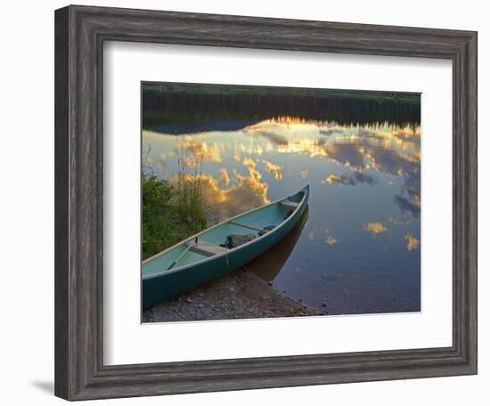 Canoeing on Rainy Lake at Sunset in the Lolo National Forest, Montana, Usa-Chuck Haney-Framed Photographic Print