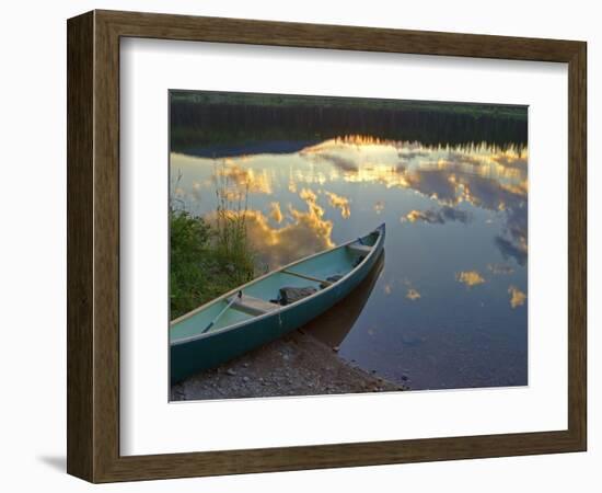 Canoeing on Rainy Lake at Sunset in the Lolo National Forest, Montana, Usa-Chuck Haney-Framed Photographic Print