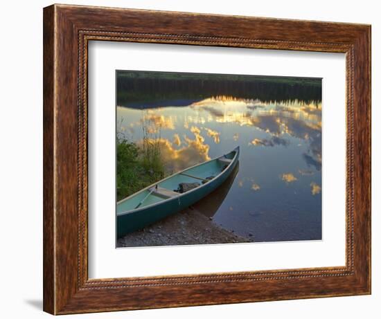 Canoeing on Rainy Lake at Sunset in the Lolo National Forest, Montana, Usa-Chuck Haney-Framed Photographic Print