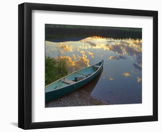 Canoeing on Rainy Lake at Sunset in the Lolo National Forest, Montana, Usa-Chuck Haney-Framed Photographic Print