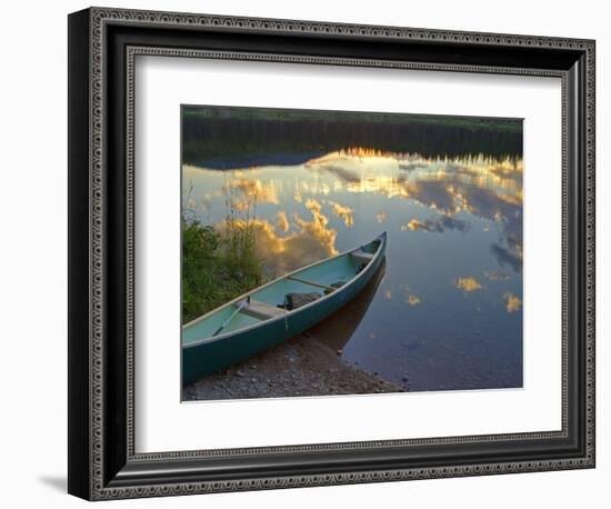 Canoeing on Rainy Lake at Sunset in the Lolo National Forest, Montana, Usa-Chuck Haney-Framed Photographic Print