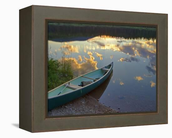 Canoeing on Rainy Lake at Sunset in the Lolo National Forest, Montana, Usa-Chuck Haney-Framed Premier Image Canvas