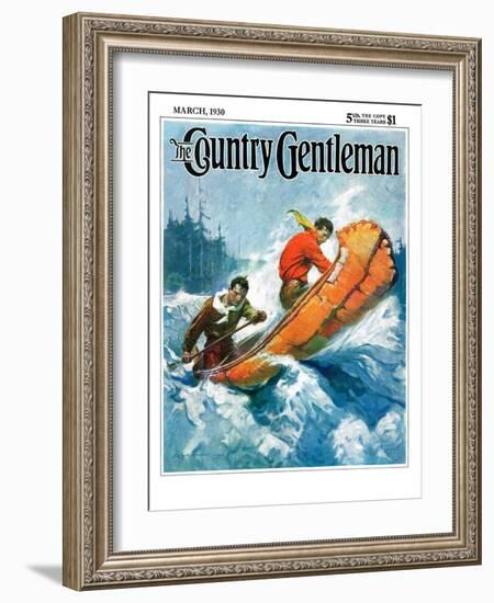 "Canoeing Through Rapids," Country Gentleman Cover, March 1, 1930-Frank Schoonover-Framed Giclee Print