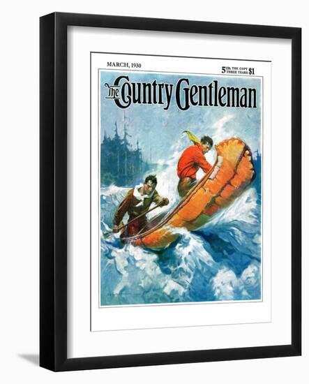 "Canoeing Through Rapids," Country Gentleman Cover, March 1, 1930-Frank Schoonover-Framed Giclee Print