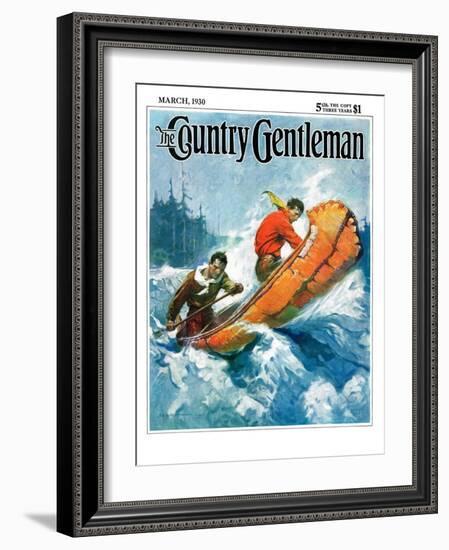 "Canoeing Through Rapids," Country Gentleman Cover, March 1, 1930-Frank Schoonover-Framed Giclee Print