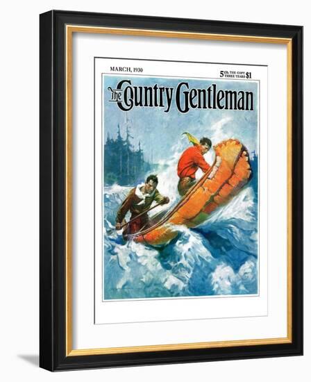 "Canoeing Through Rapids," Country Gentleman Cover, March 1, 1930-Frank Schoonover-Framed Giclee Print