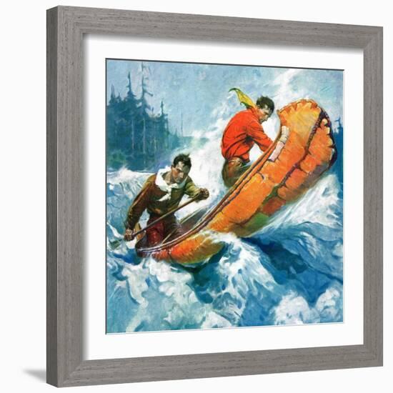 "Canoeing Through Rapids,"March 1, 1930-Frank Schoonover-Framed Giclee Print