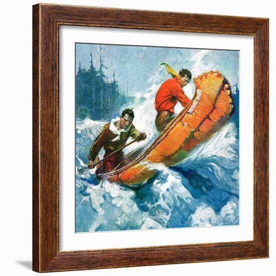 "Canoeing Through Rapids,"March 1, 1930-Frank Schoonover-Framed Giclee Print