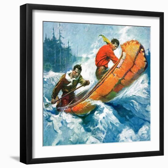 "Canoeing Through Rapids,"March 1, 1930-Frank Schoonover-Framed Giclee Print