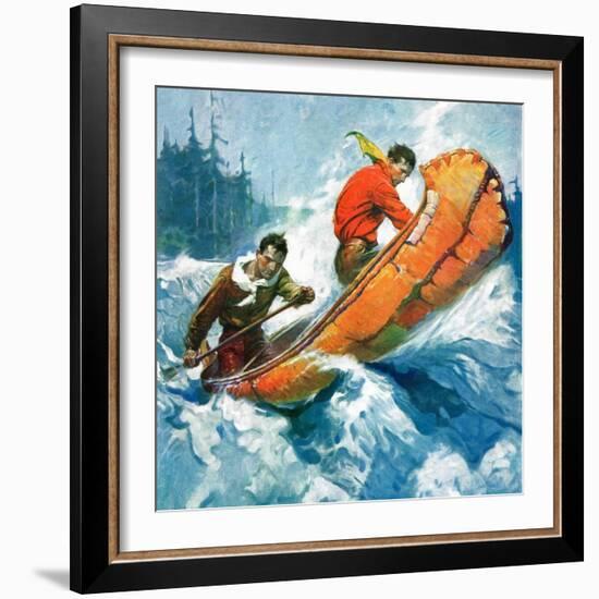 "Canoeing Through Rapids,"March 1, 1930-Frank Schoonover-Framed Premium Giclee Print