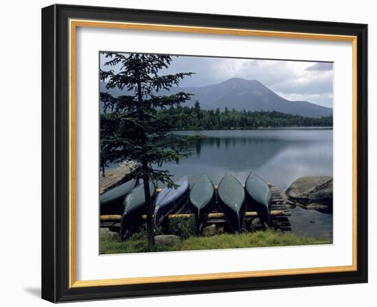 Canoes Turned Bottom Side Up on Shore of Unidentified Lake in Maine-Dmitri Kessel-Framed Photographic Print