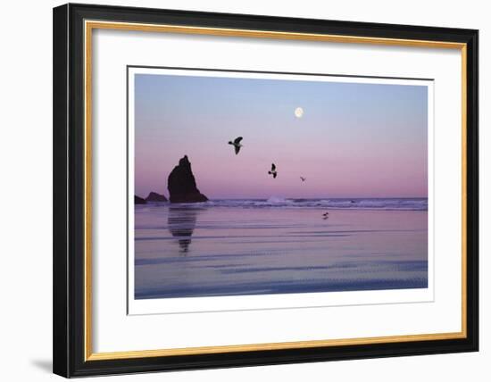 Canon Beach Sunset-Donald Paulson-Framed Giclee Print