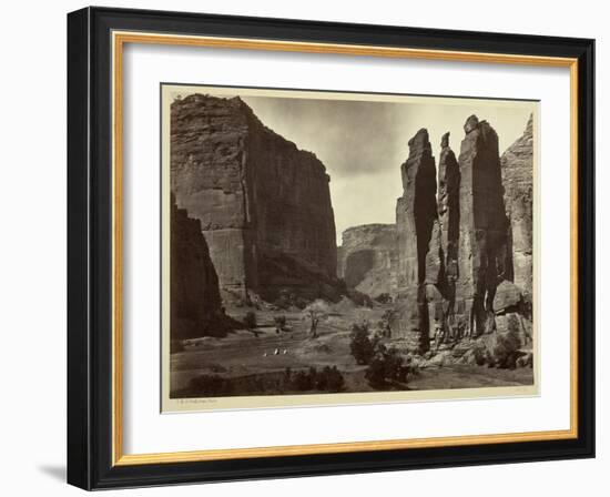 Cañon De Chelle, Walls of the Grand Cañon, About 1200 Feet in Height, 1873-Timothy O'Sullivan-Framed Photographic Print
