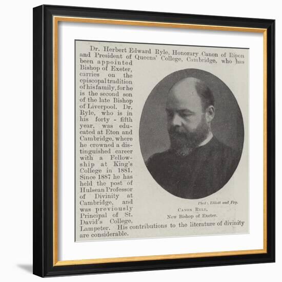 Canon Ryle, New Bishop of Exeter-null-Framed Giclee Print