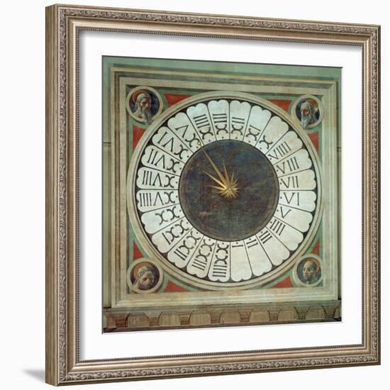 Canonical Clock with the Heads of Four Prophets, Completed 1443-Paolo Uccello-Framed Giclee Print