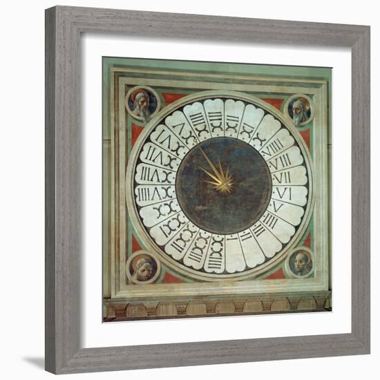 Canonical Clock with the Heads of Four Prophets, Completed 1443-Paolo Uccello-Framed Giclee Print