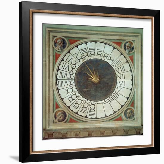 Canonical Clock with the Heads of Four Prophets, Completed 1443-Paolo Uccello-Framed Giclee Print