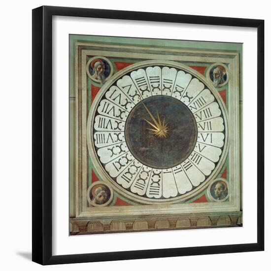 Canonical Clock with the Heads of Four Prophets, Completed 1443-Paolo Uccello-Framed Giclee Print