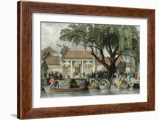 Canton Honan Landing Place-Thomas Allom-Framed Art Print