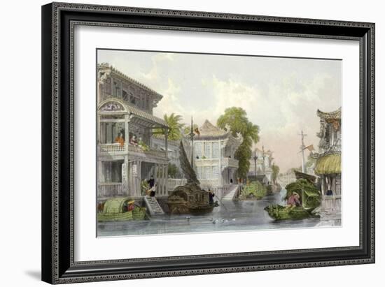 Canton Hunan Canal-Thomas Allom-Framed Art Print