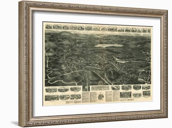 Canton, Massachusetts - Panoramic Map-Lantern Press-Framed Art Print