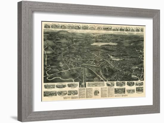 Canton, Massachusetts - Panoramic Map-Lantern Press-Framed Art Print