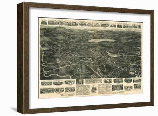 Canton, Massachusetts - Panoramic Map-Lantern Press-Framed Art Print