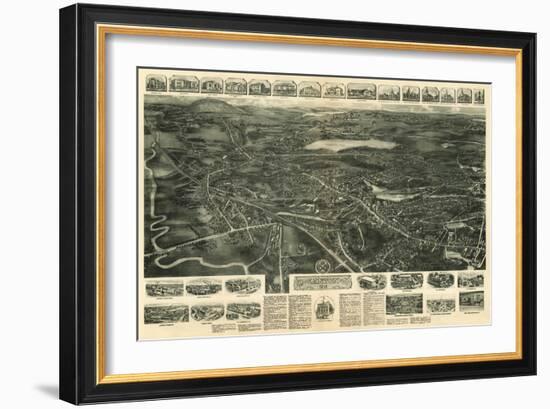 Canton, Massachusetts - Panoramic Map-Lantern Press-Framed Art Print