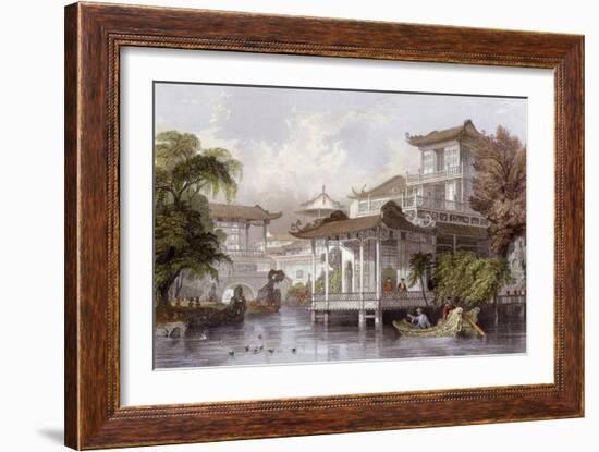 Canton Merchant House-Thomas Allom-Framed Art Print