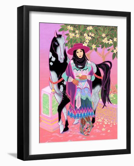 Cantones Cowgirl Waiting under Plumeria, 2020 (Acrylic on Cotton)-Tsz Kam-Framed Giclee Print