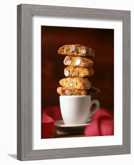 Cantucci Biscuits Piled on a Coffee Cup-Luzia Ellert-Framed Photographic Print