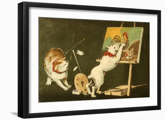 Canvas and Cats-Kobayashi Kiyochika-Framed Art Print