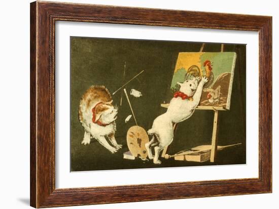 Canvas and Cats-Kobayashi Kiyochika-Framed Art Print