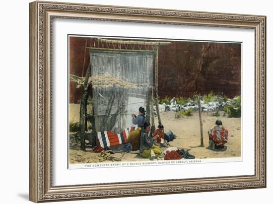 Canyon De Chelly, Arizona - View of Navajo Women Weaving Rug-Lantern Press-Framed Art Print