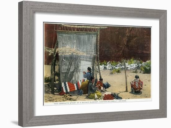 Canyon De Chelly, Arizona - View of Navajo Women Weaving Rug-Lantern Press-Framed Art Print