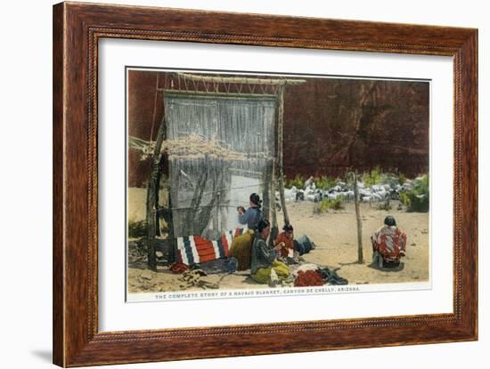 Canyon De Chelly, Arizona - View of Navajo Women Weaving Rug-Lantern Press-Framed Art Print