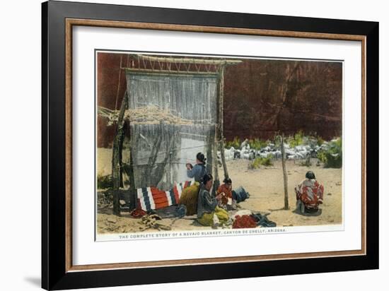 Canyon De Chelly, Arizona - View of Navajo Women Weaving Rug-Lantern Press-Framed Art Print
