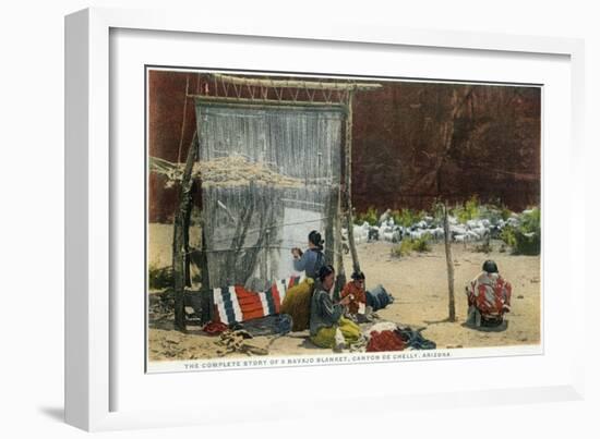 Canyon De Chelly, Arizona - View of Navajo Women Weaving Rug-Lantern Press-Framed Art Print